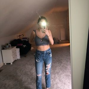 Ripped light wash mom jeans